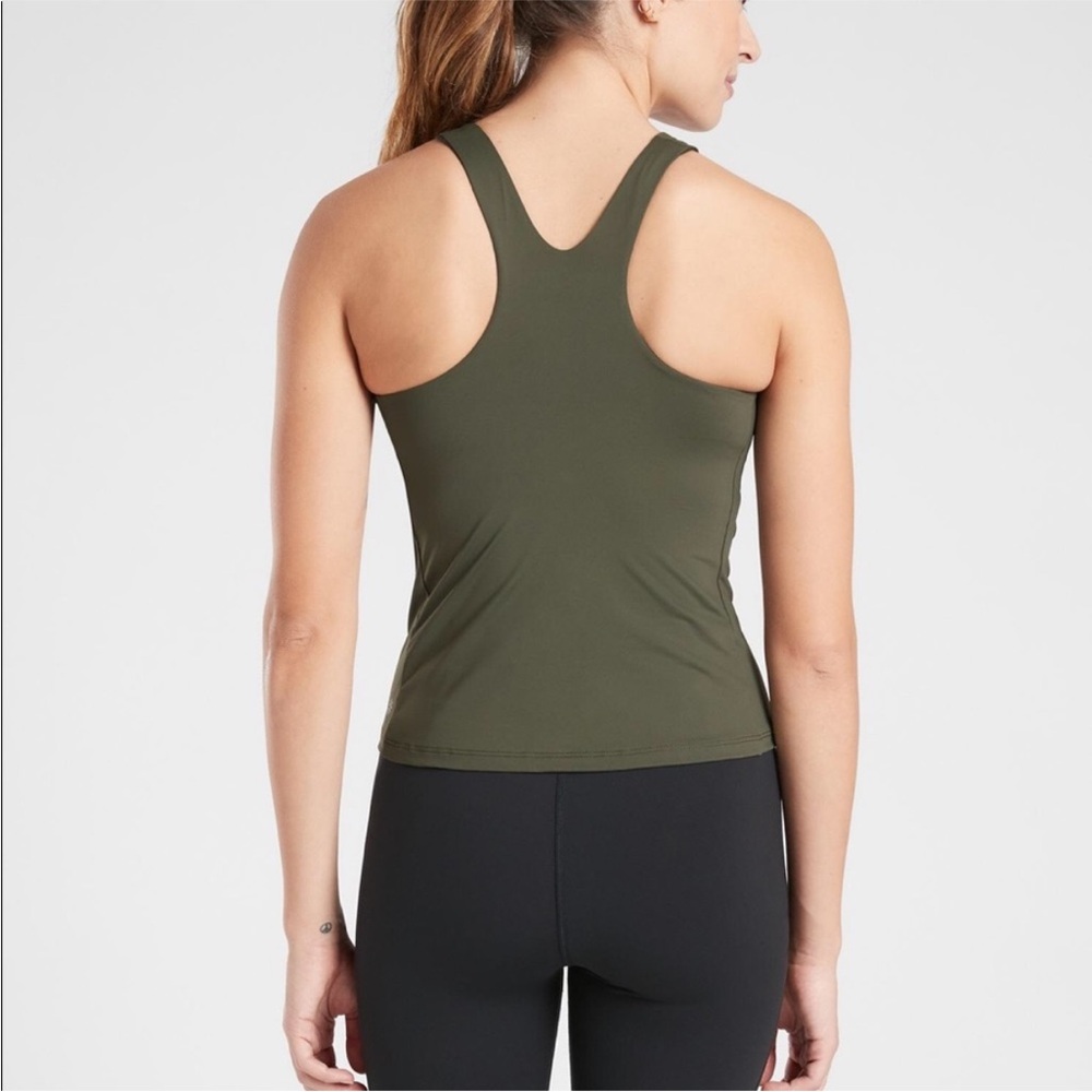 Athleta • Lightning Support Top Sz Small Olive Green Built in Bra Yoga Racerback - Picture 2 of 8